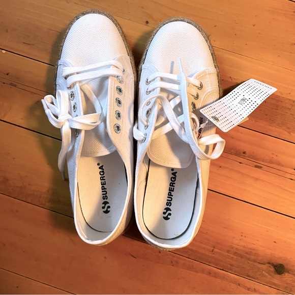 NWT 2750 white Superga cotu with rope detail - Picture 3 of 6